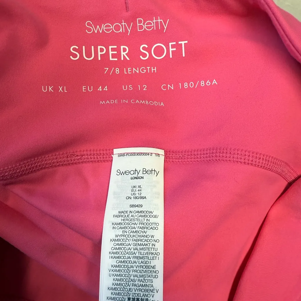 Sweaty Betty Women Size 12 Super Soft 7/8‎ Yoga Leggings Hot Pink Athletic - Image 4