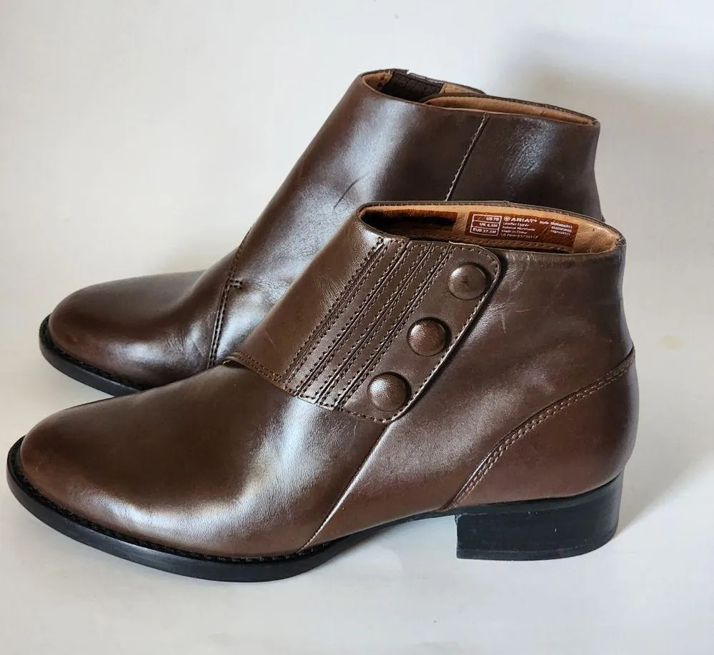 Ariat Spat II Chocolate Snap Closure Ankle Booties Size 7 - Image 6