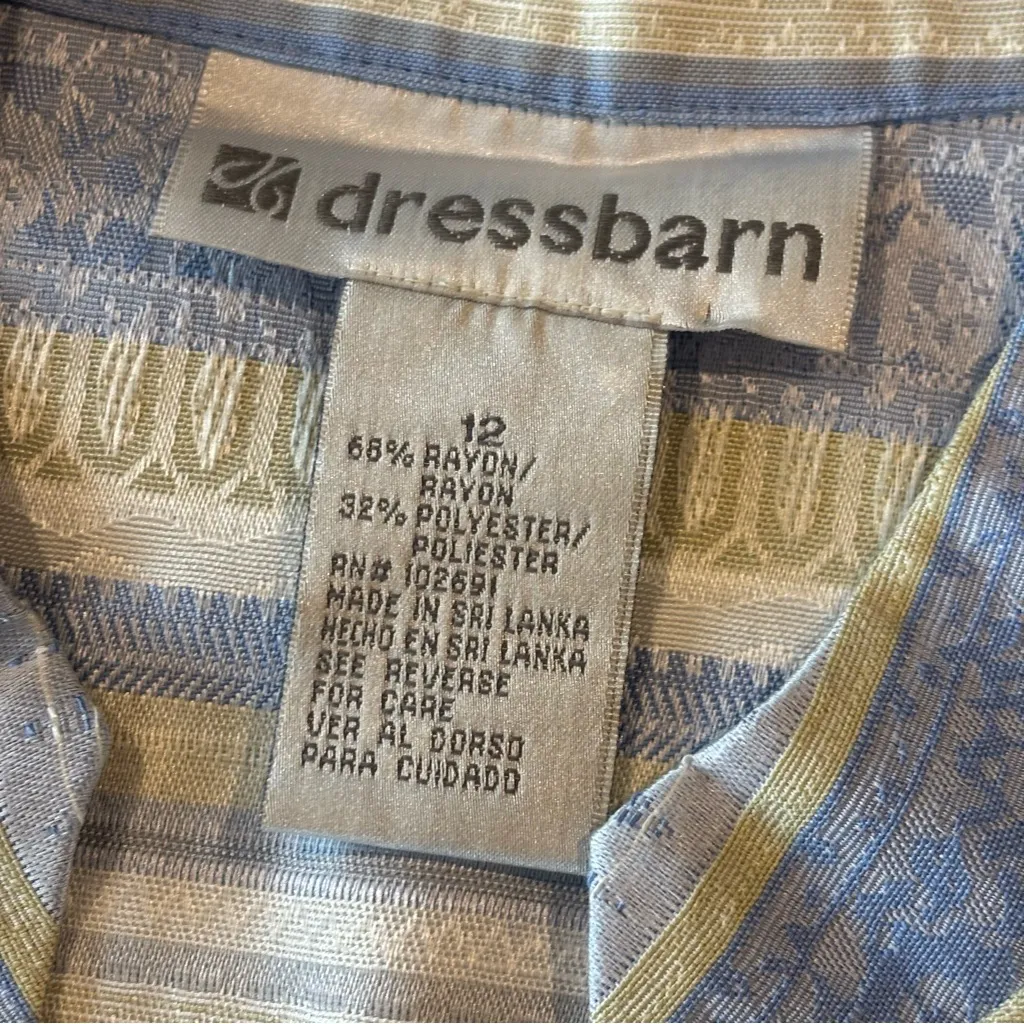 VINTAGE DRESS BARN Sleeveless Asian Sleeveless Tunic Blue & Yellow Sz12 - Image 9