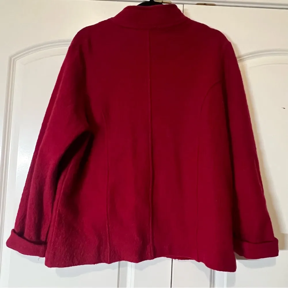 100% WOOL Jacket LINDA MATTHEWS XL Double Button EXCELLENT Red - Image 5