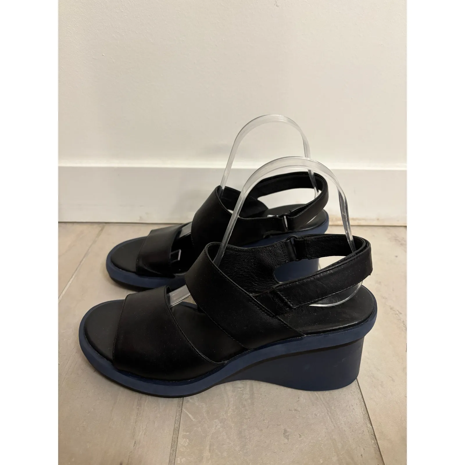 Camper Kyra Wedge Sandals Womens 8.5 39 Black Leather Multi - Image 3