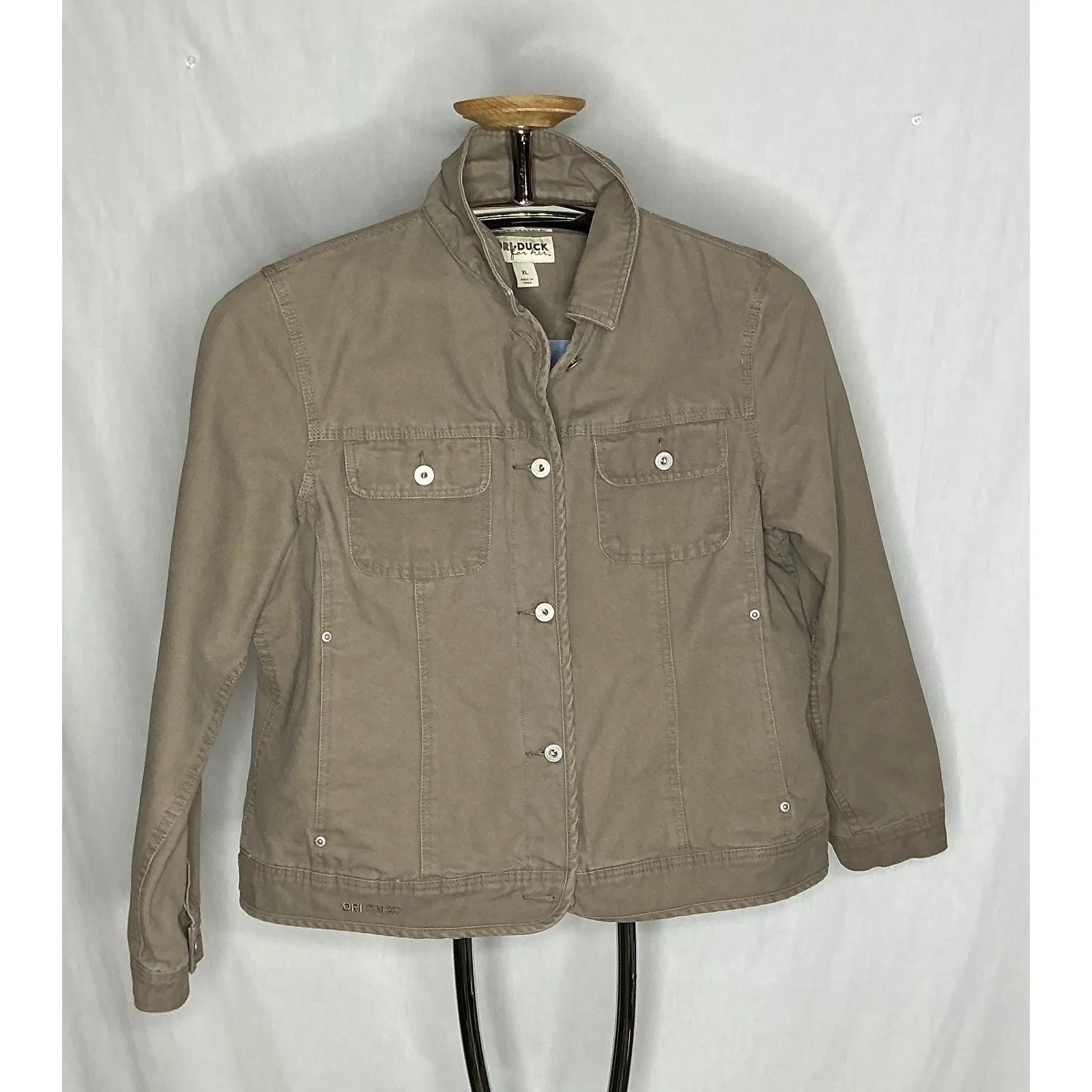 Oil Duck Utility Cotton Work Jacket Women's XL Tan Neutral Outdoor Casual - Image 3