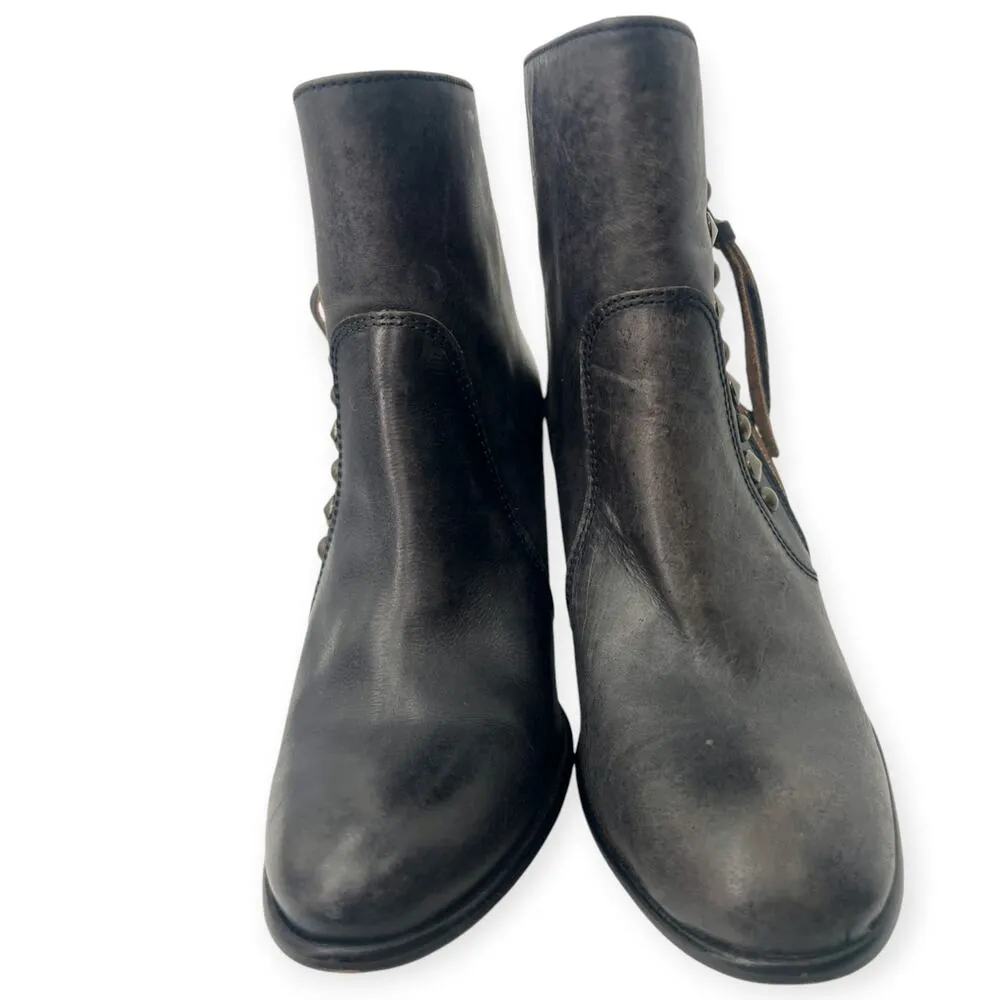 Chio Italy | 7.5 / 38 | Women's Leather Studded Heeled Boots Bootie Ankle Brown - Image 8