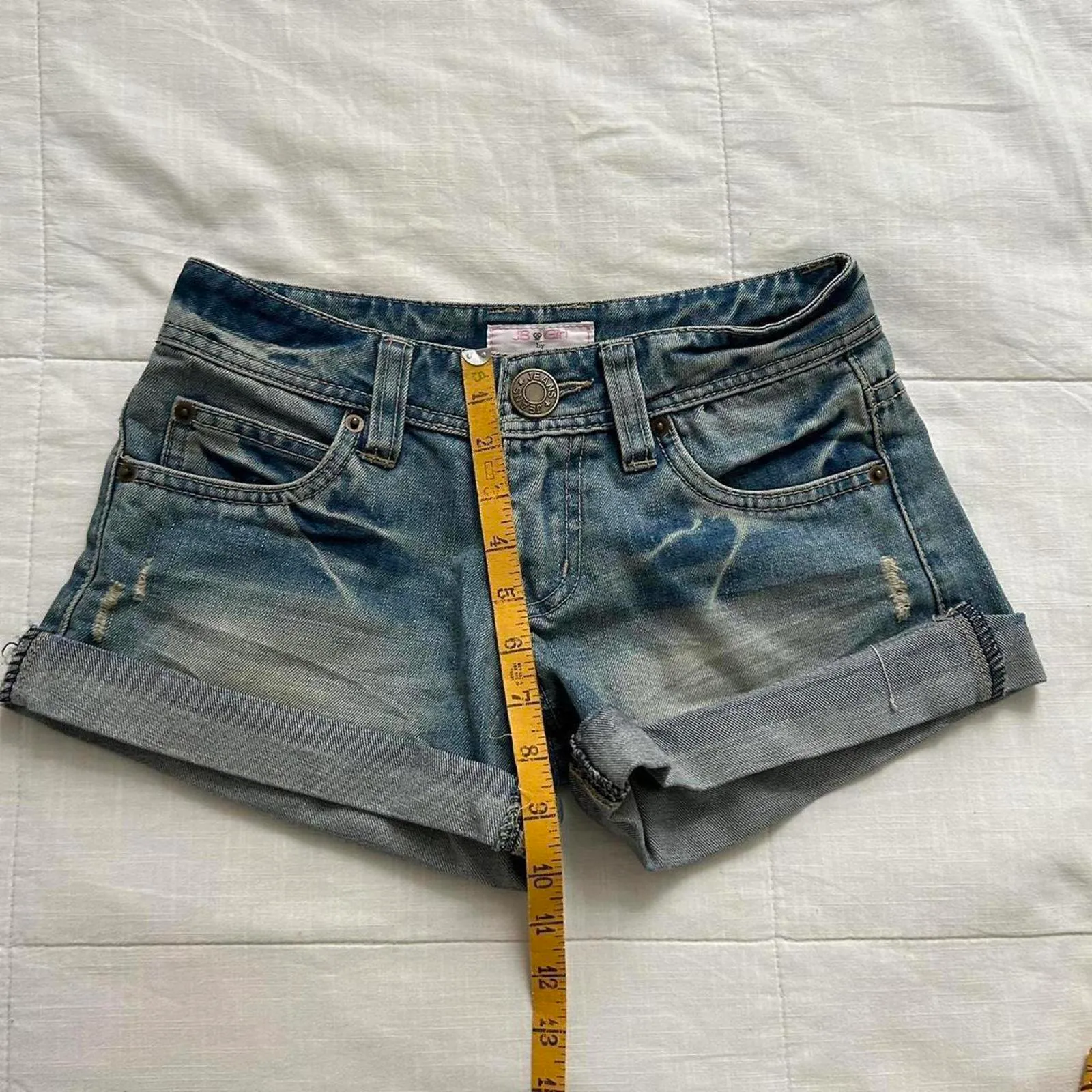 Japanese brand Blue denim shorts with cuffed hem Size xs - Image 7