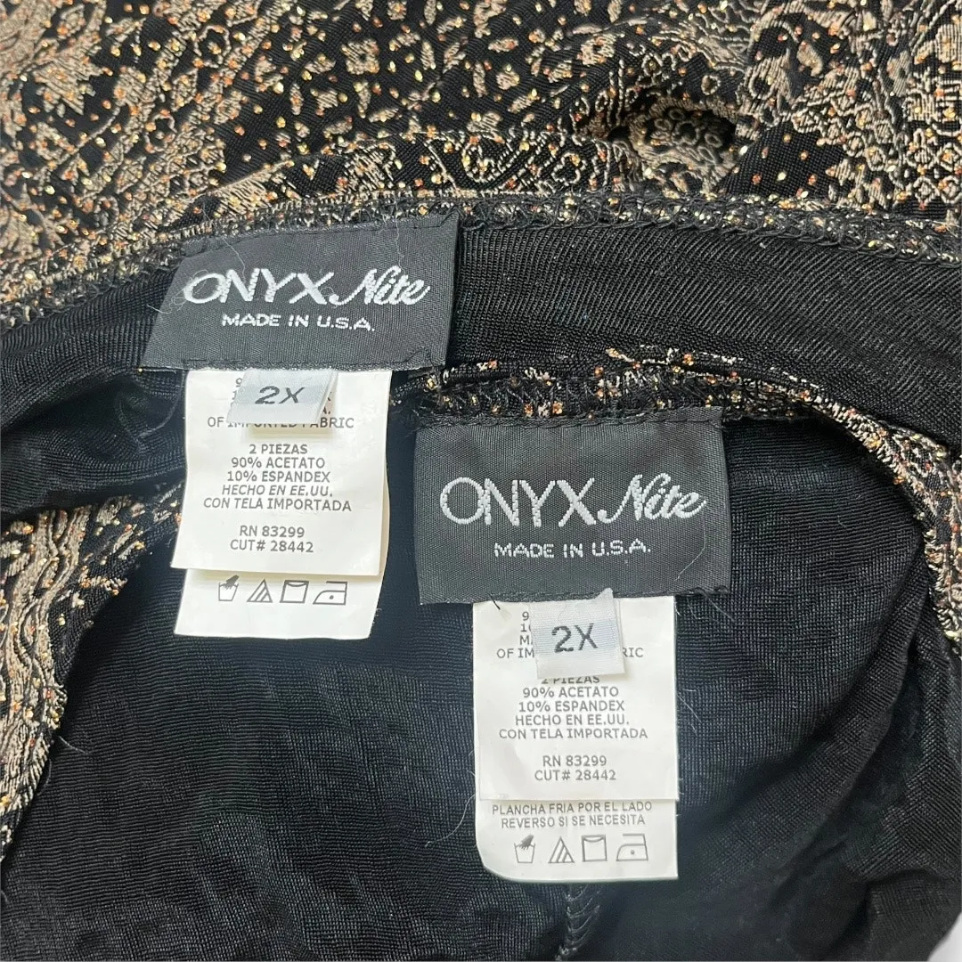 Vintage Onyx Nite glitter 2 piece blouse and jacket set Black Size 2X - Image 6