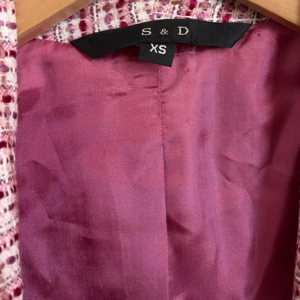 S & D Tweed Pink Blazer Fringe Size XS - Image 6