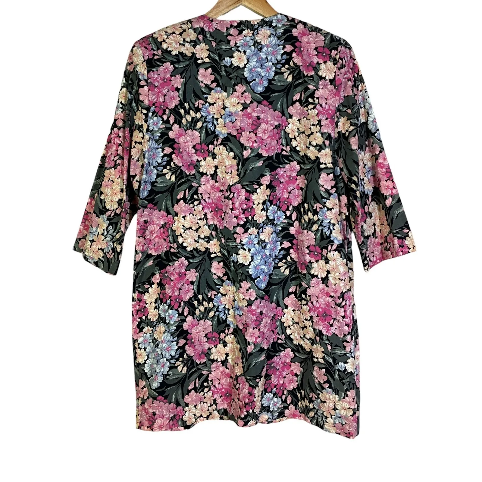 Courtney Blake Floral Longline Blazer Jacket Womens L Black Romantic Old Money Size M - Image 6