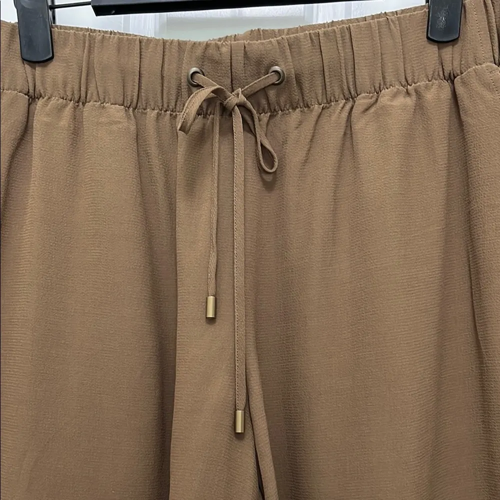 NWOT Eileen Fisher Chocolate Brown Crepe Tencel Blend Pull On Shorts - Sz Small - Image 4