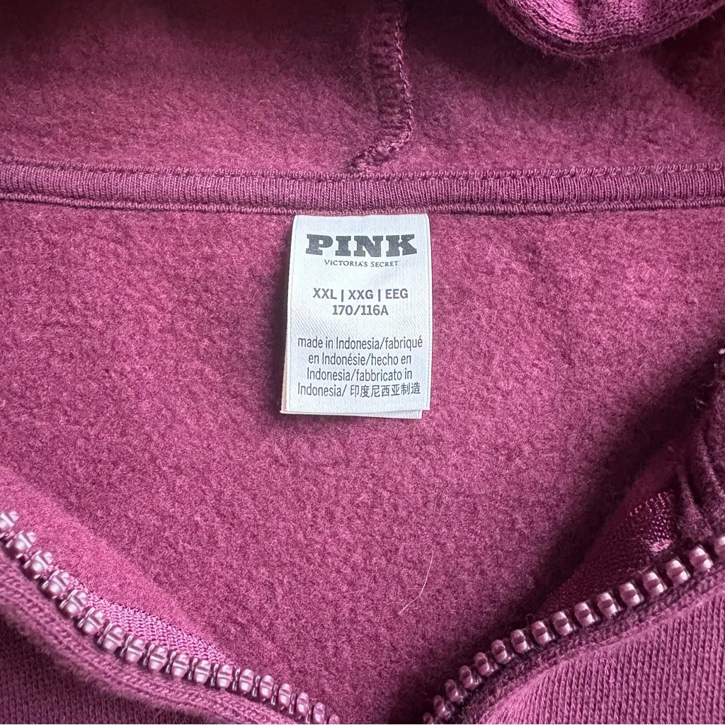 PINK Victoria's Secret Plum Fleece Zip-Up Jacket - Image 4