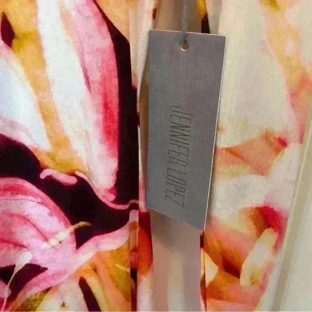 Jennifer Lopez NWT Women’s Size L Long Sleeve Sheath Abstract Pink Floral Dress - Image 4