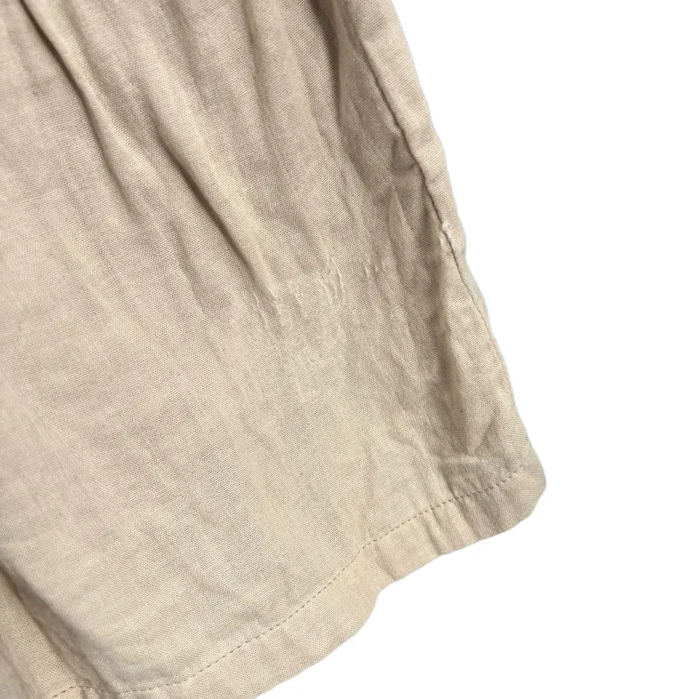 Woven By Synergy Romper Beige Lightweight V Neck Belted Organic Cotton Sz Small Tan - Image 3