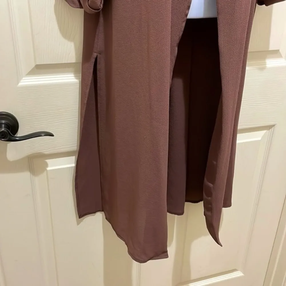 Haute Monde Long Brown Mid Sleeve Duster - Image 5