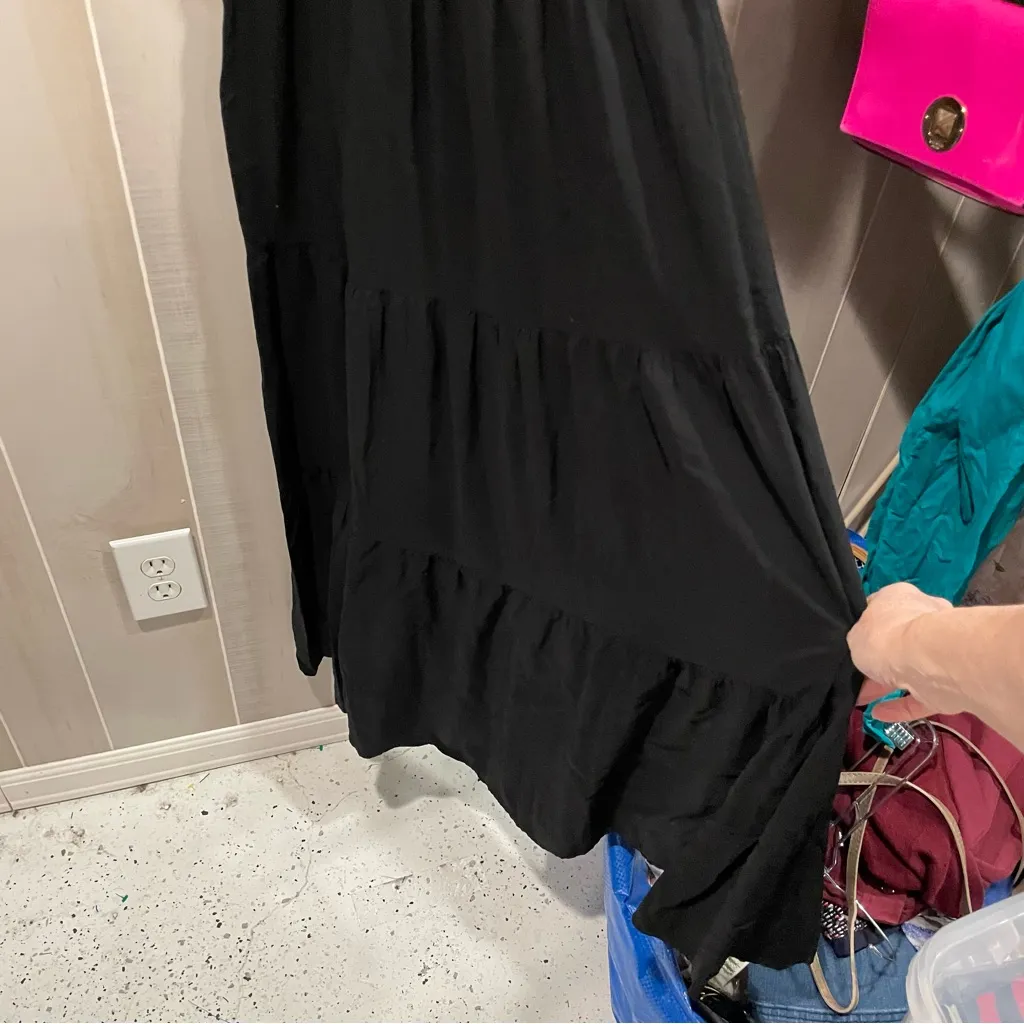 Cute black puff sleeve smocked bodice tiered maxi dress whimsigoth boho flowy Size M - Image 10