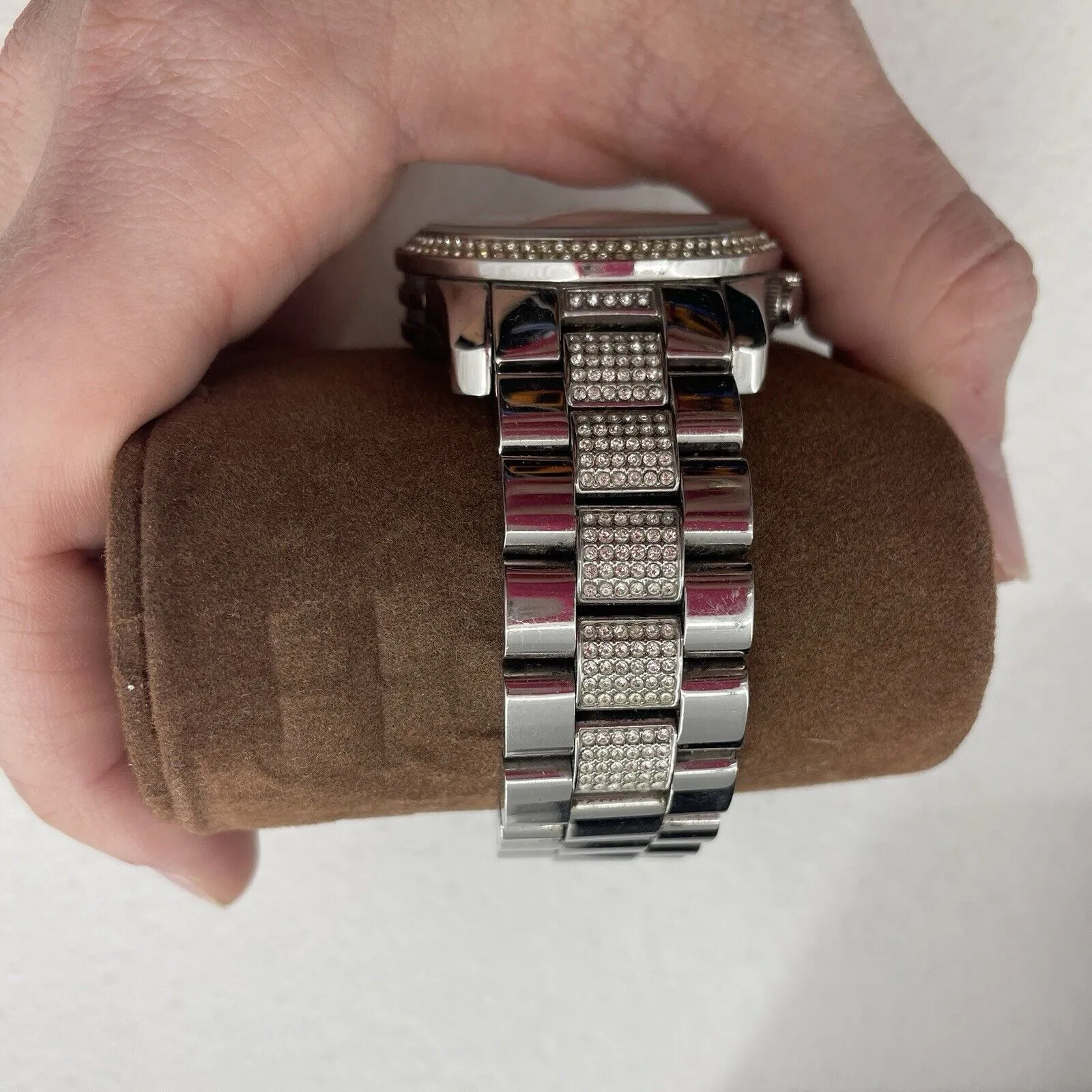 Michael Kors Watch Women's Runway Chronograph SSWhite Crystal Silver Tone Dial - Image 11