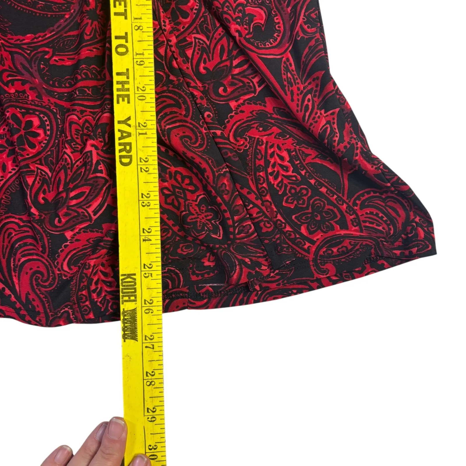 Westport Woman Plus Size 3X Red Black Paisley Print V Neck Long Sleeve Tunic Top - Image 8