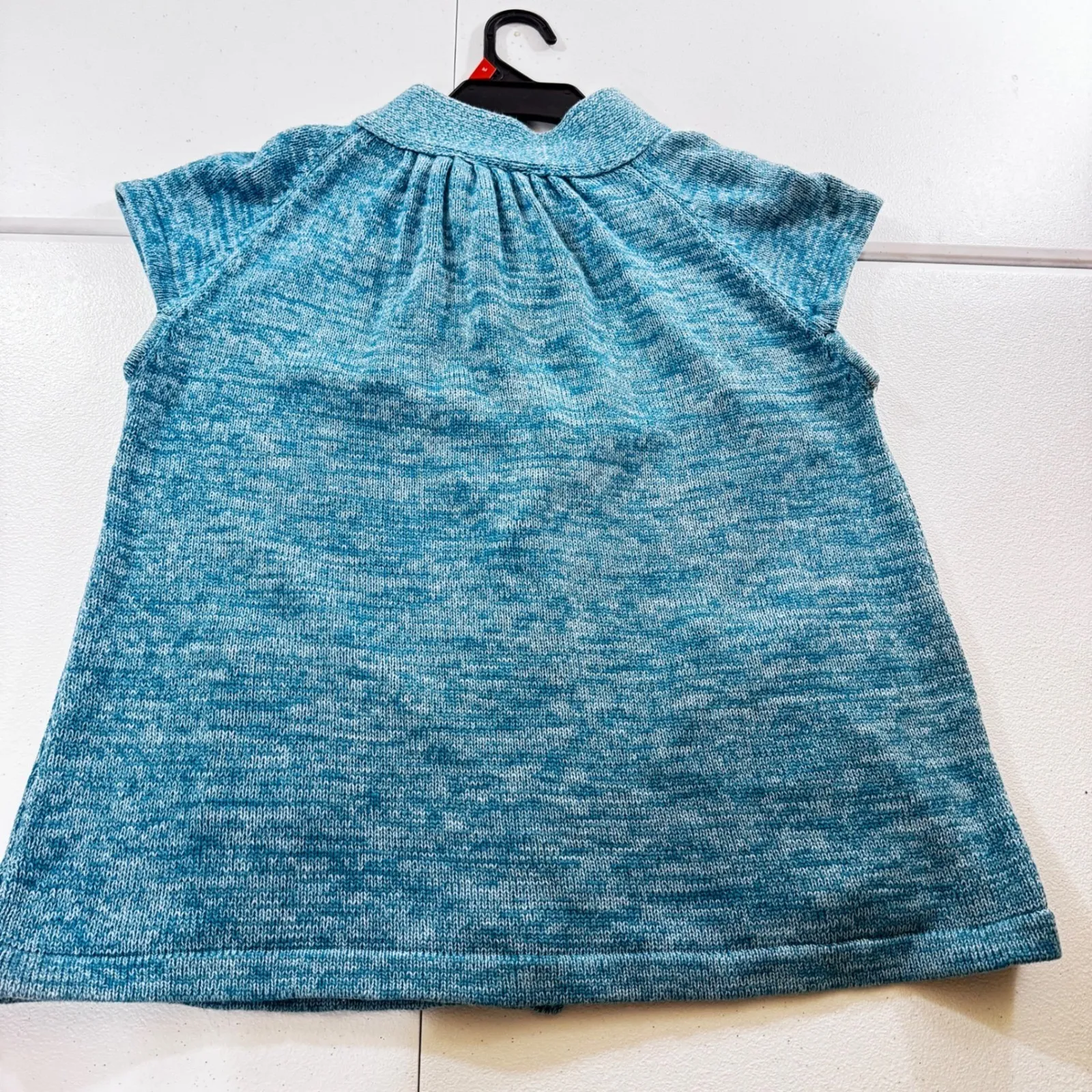 Casual Chic Rue 21 Blue Heathered Knit Short Sleeve babydoll Collared Sweater M Size M - Image 6