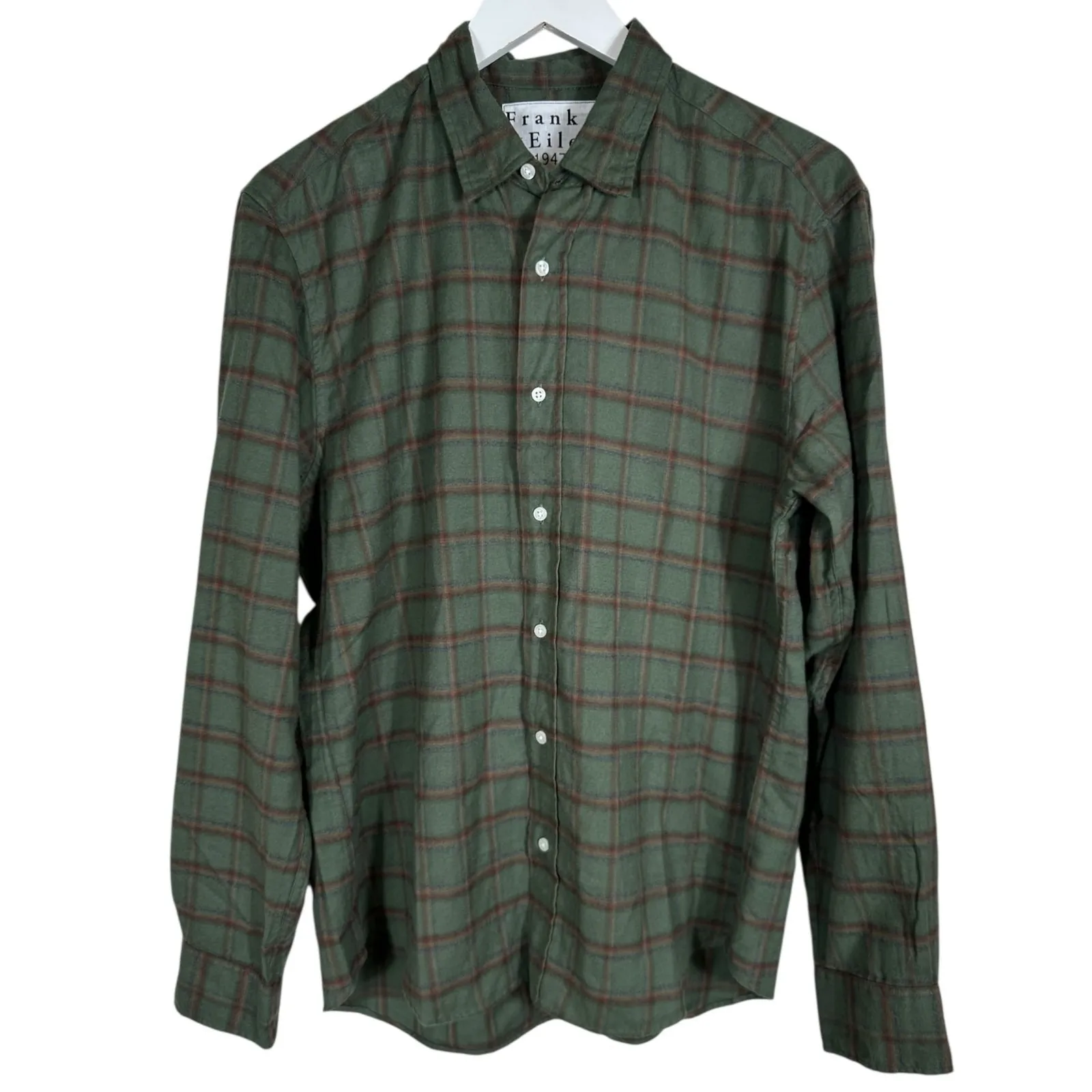 Frank & Eileen Finbar Plaid Flannel Shirt Size Small Green Relaxed Button Down - Image 2