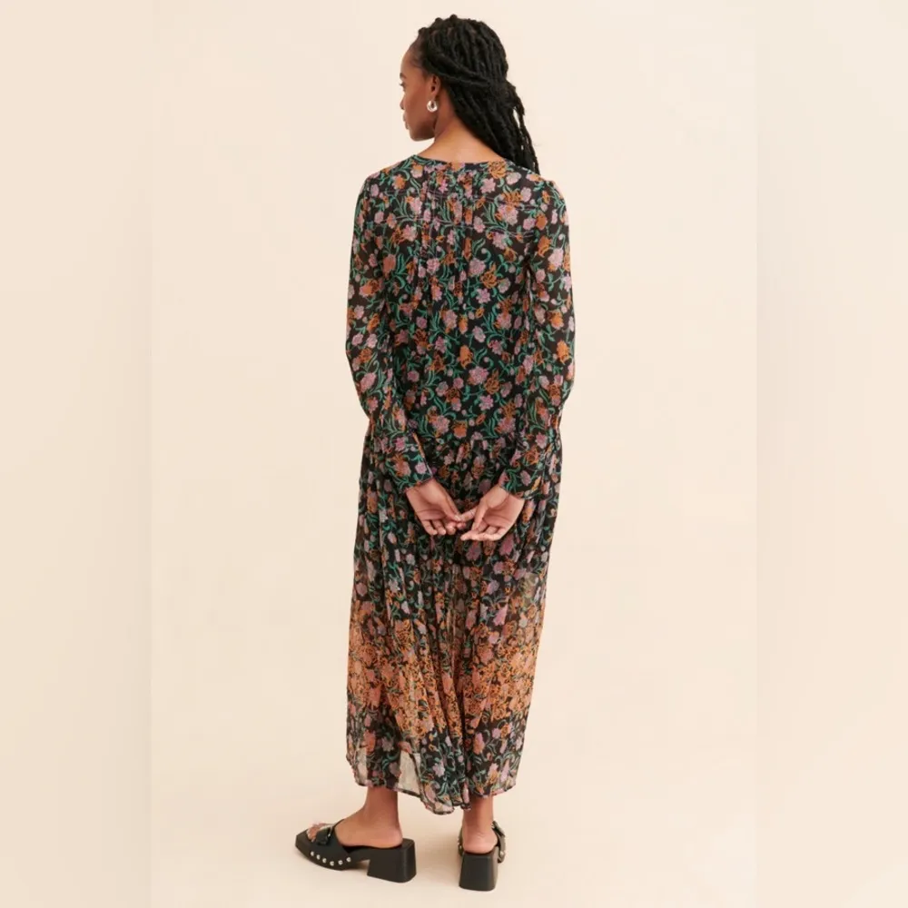 Free People See It Through Floral Maxi Dress in Black Combo XS NWT - Image 6