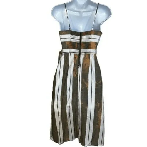 EXPRESS Cut Out  Stripe Color Splashed Faux Wrap‎ Cotton Midi Dress NWOT Size 0 - Image 7