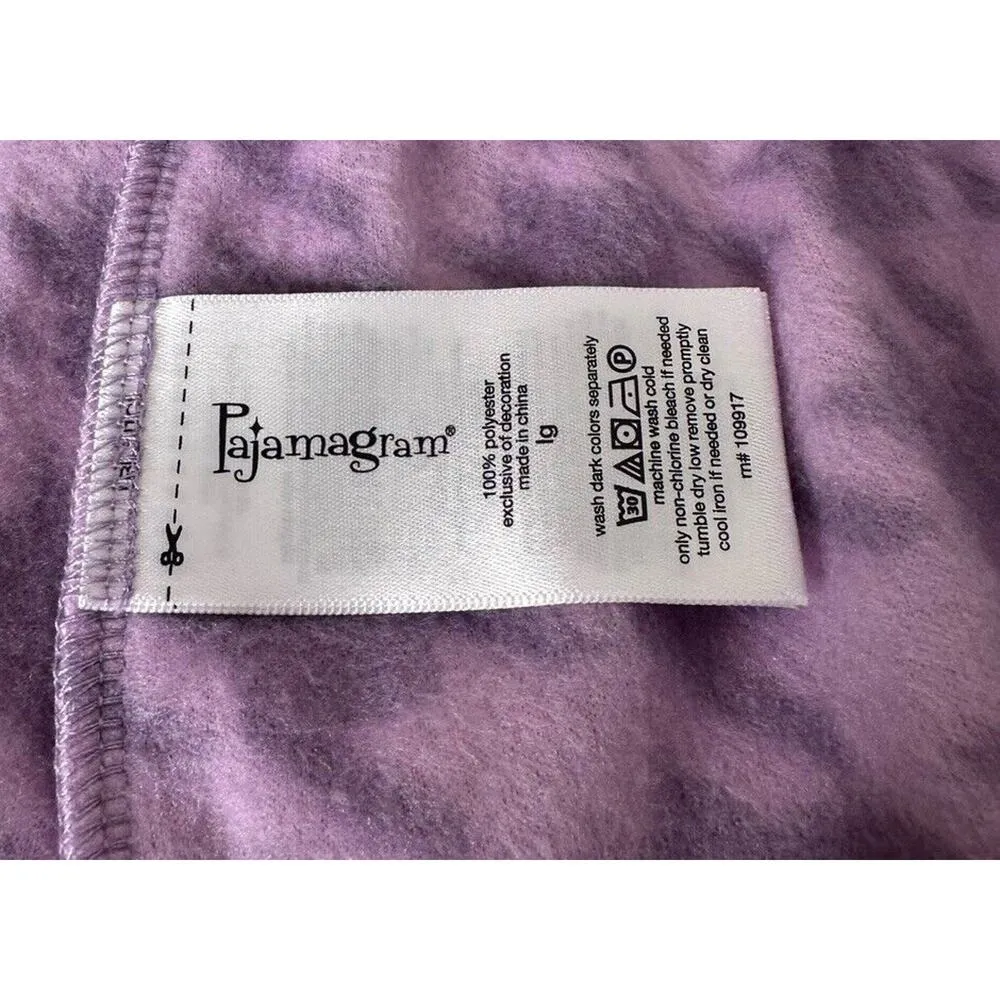 PajamaGram Womens L Purple Houndstooth Warm Soft Plush Fleece Hoodie and Pants Size L - Image 12