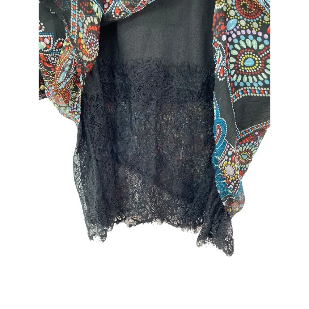 Layered Lace Blouse Tunic Top Lagenlook Long Sleeve‎ Elephant Ethnic Lightweight Size L - Image 6