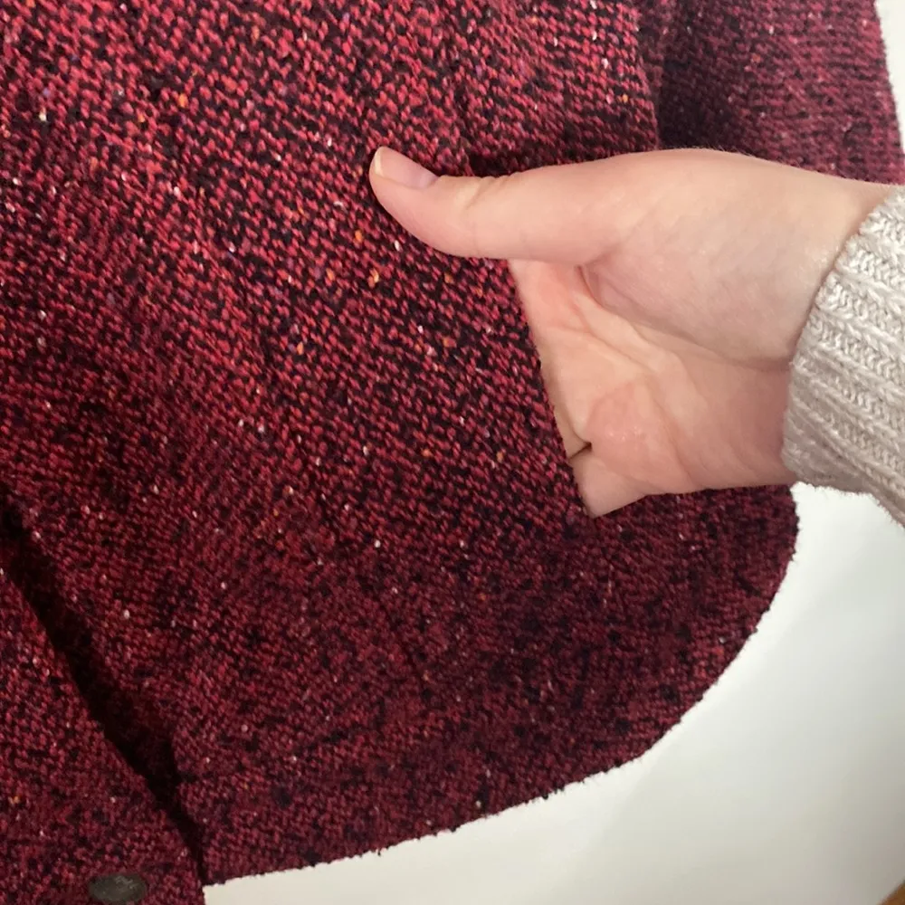 J Jill maroon red and black tweed wool blend jacket size S - Image 8