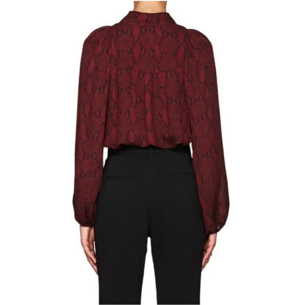 A.L.C. ‘Lori’ red black snake print button down silk blouse, size 6 medium - Image 6