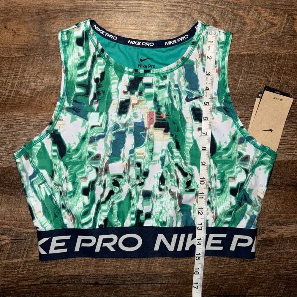 NIKE PRO Dri-Fit Green Abstract Top Women’s Size Medium New With Tags - Image 4