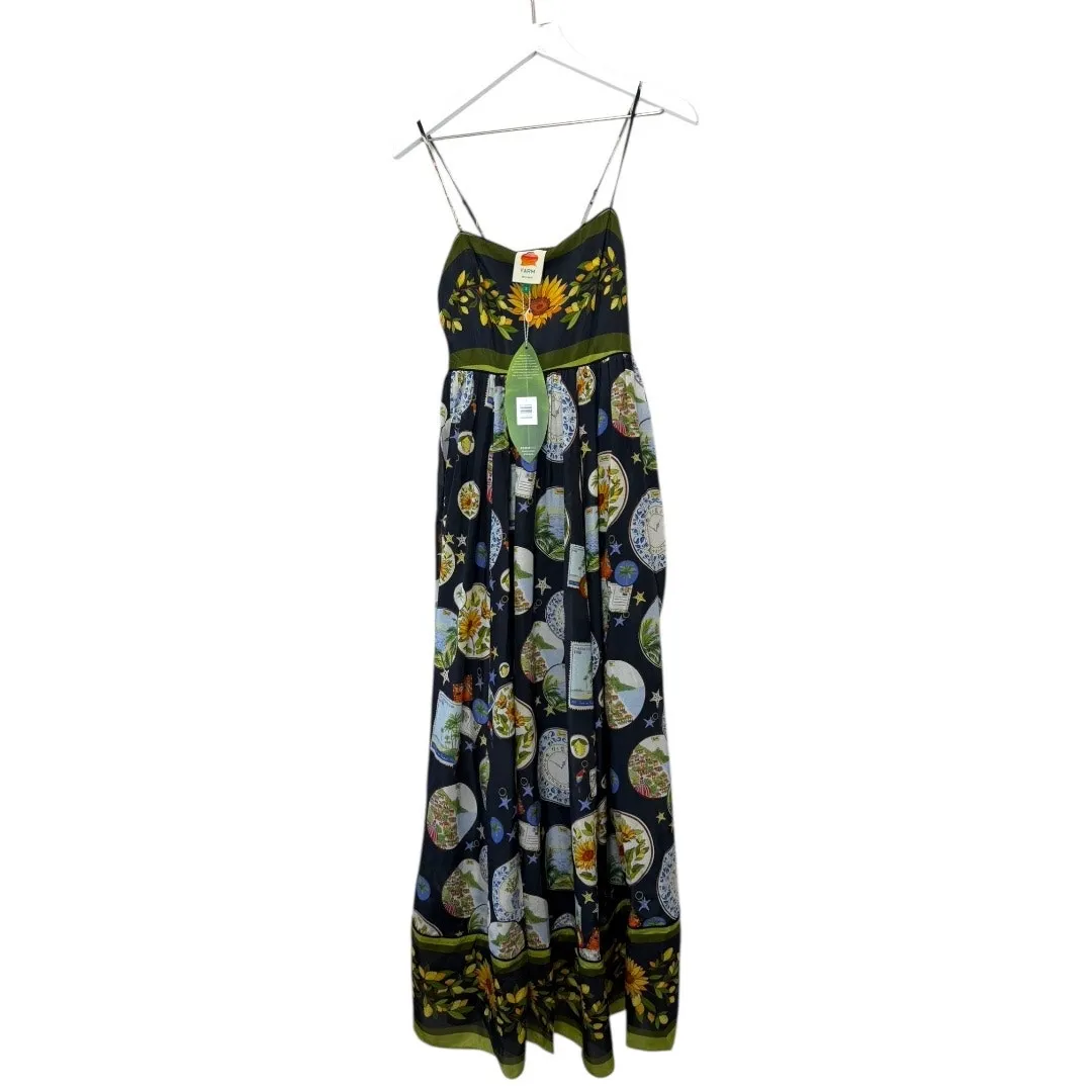 NWT Farm Rio Trip Souvenir Black Maxi Dress Sunflower Print Size S - Image 5