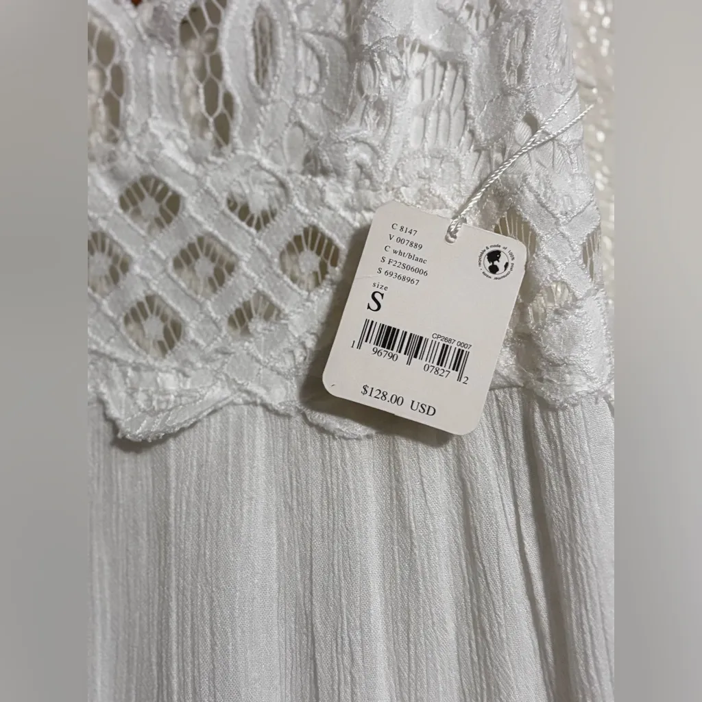 Free People Adella Maxi Floral Lace V-neck Strap Back Dress white Size S - Image 5