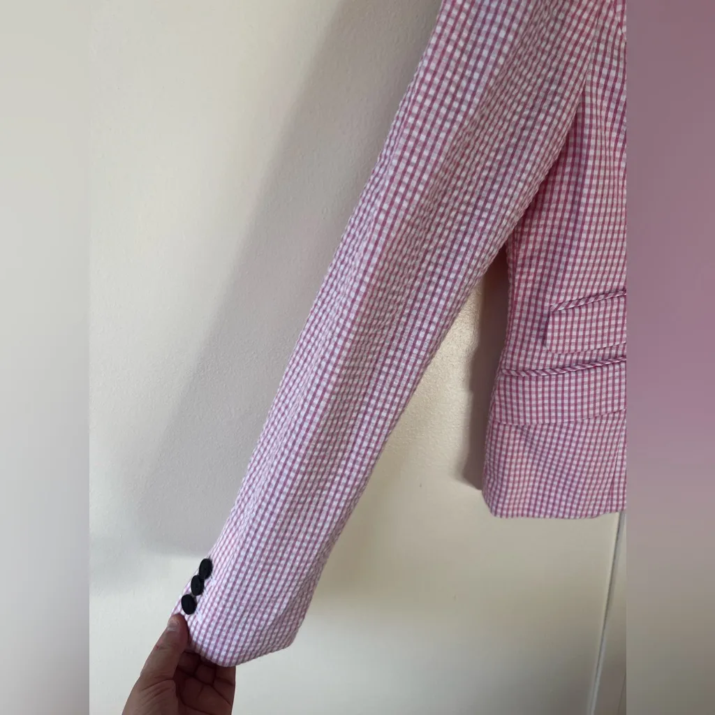 Jack Wills Women’s Pink Searsucker Gingham Blazer Size 8‎ - Image 6