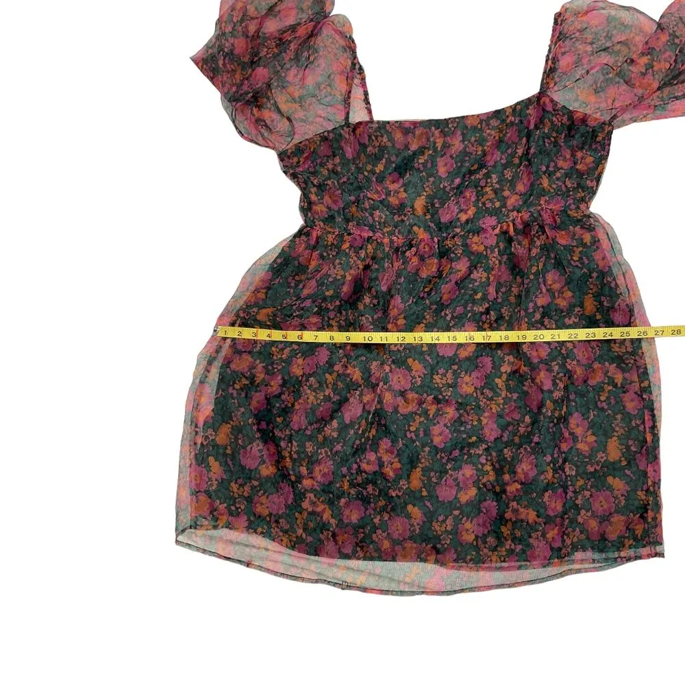 Pink Lily Womens Living On‎ Love Black Pink Floral Tulle Mini Dress Size XL - Image 9