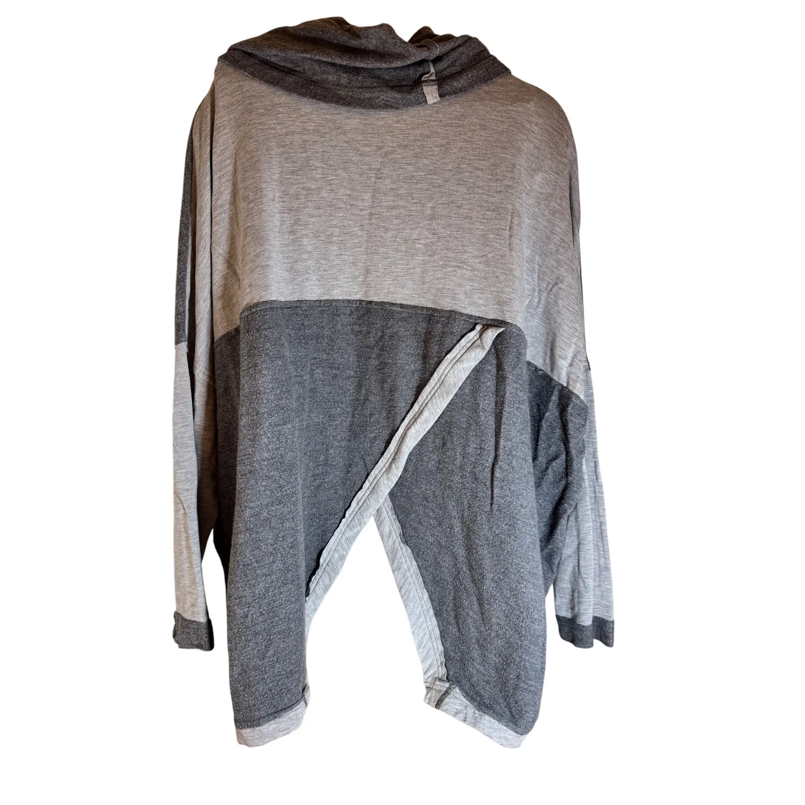 Cabi Colorblock Cowl Neck Tunic Sweater XS Grey Loose Fit Drop Shoulder - Image 5