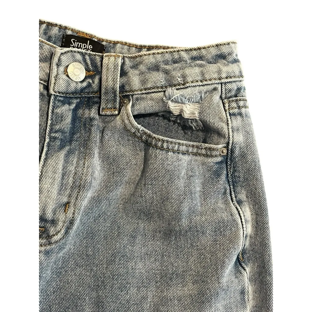 Simple Society High Rise Jeans Juniors Size 00/23 Light Blue Tapered Denim Pants - Image 4