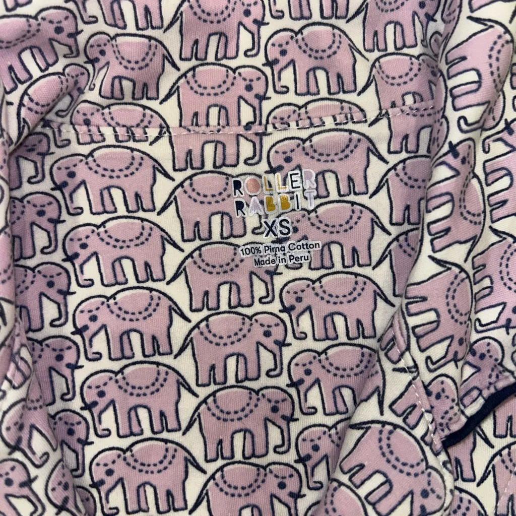 Roller Rabbit Lilac Hathi Elephant Polo Pajamas Purple Size XS Pima Cotton - Image 4