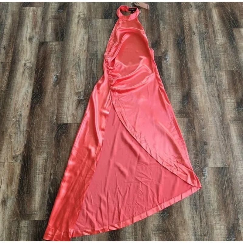 Retrofete Sabrina Dress in Coral Size XS Halter Open Back NWT Maxi Sleeveless Pink - Image 4
