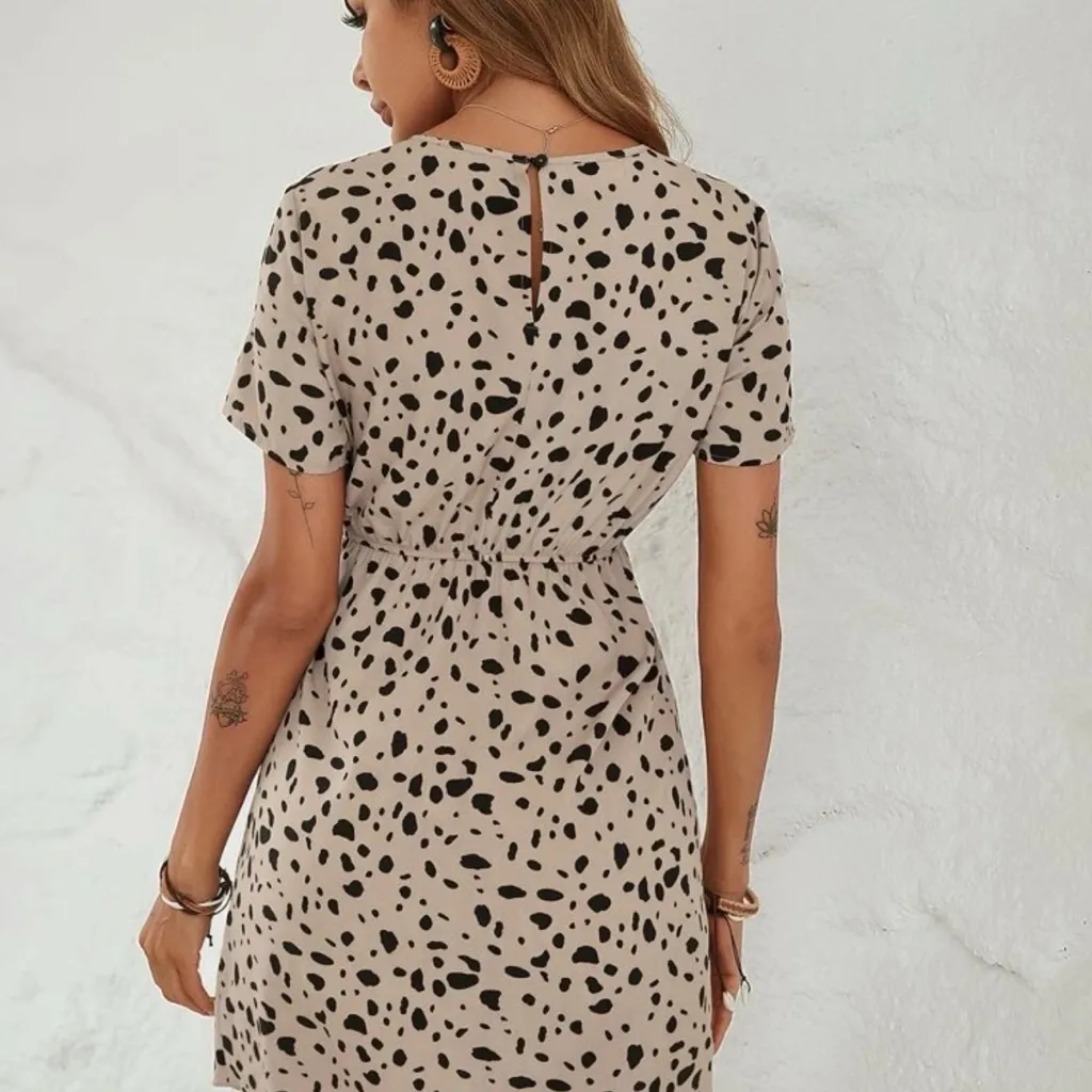 SHEIN Black and Cream Mini Dress - Image 2