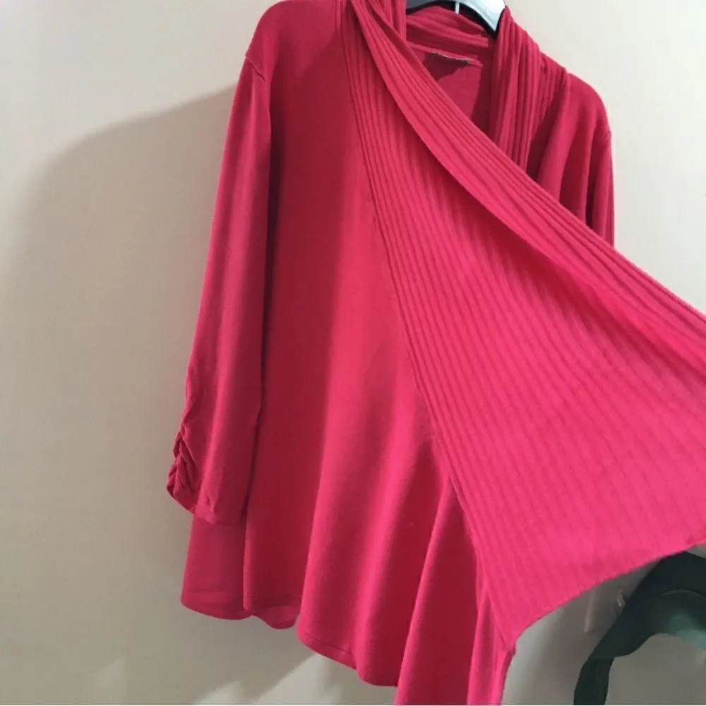 Avenue PLUS SIZE PINK CASCADE CARDIGAN - Image 5