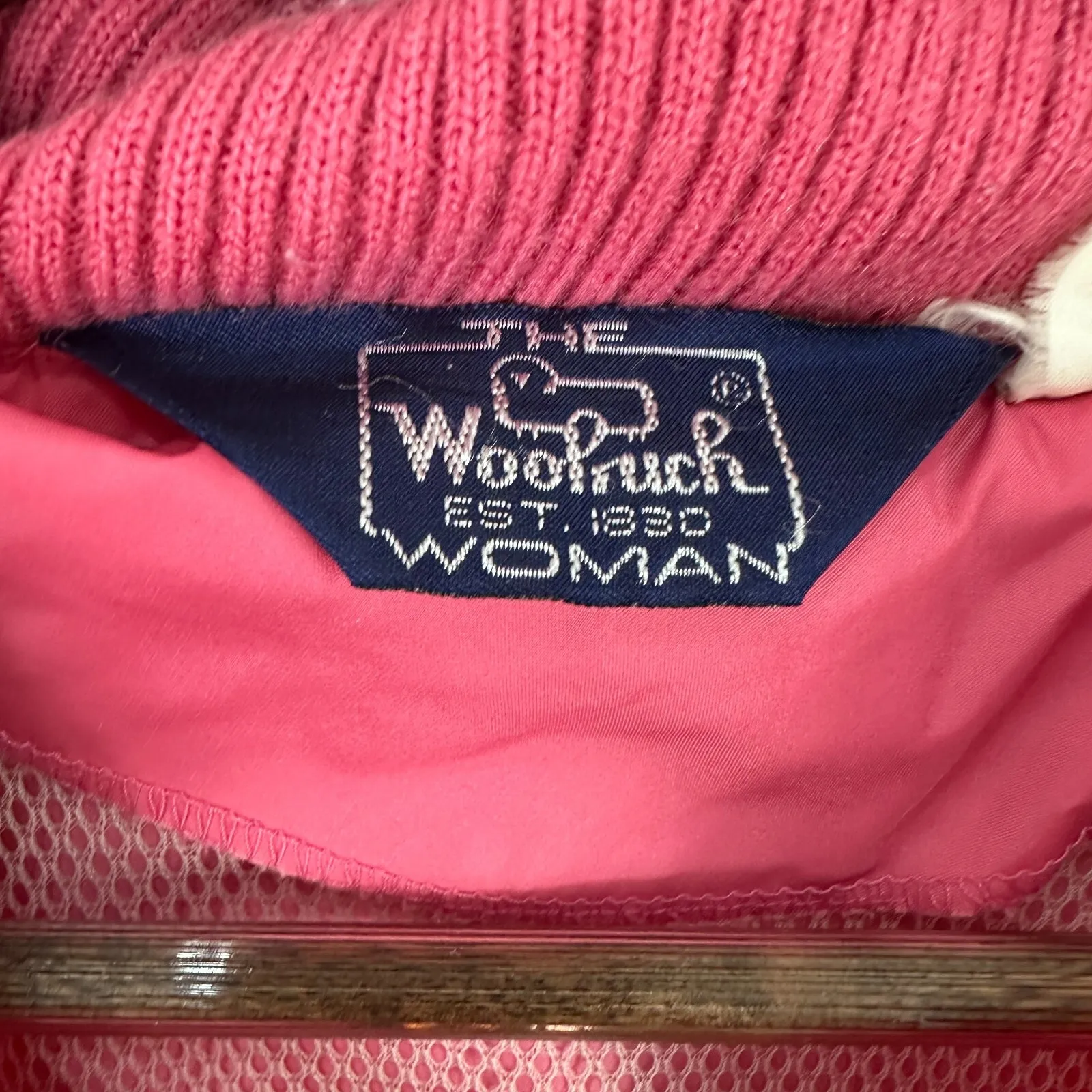 Woolrich Windbreaker Women Pink L Vintage 80s 90s Utility Zip Mesh Vent Retro‎ - Image 3