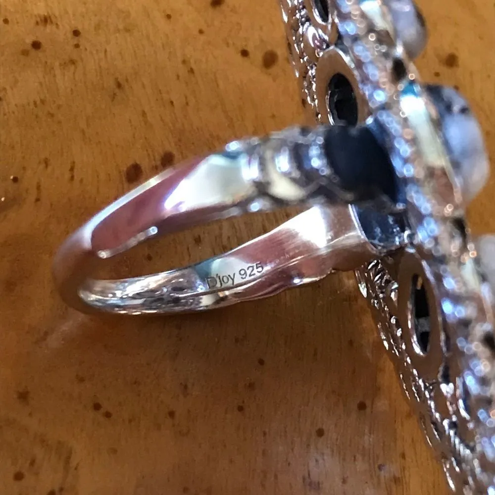 White Buffalo Sterling Silver Cocktail Ring Size 6 - Image 5