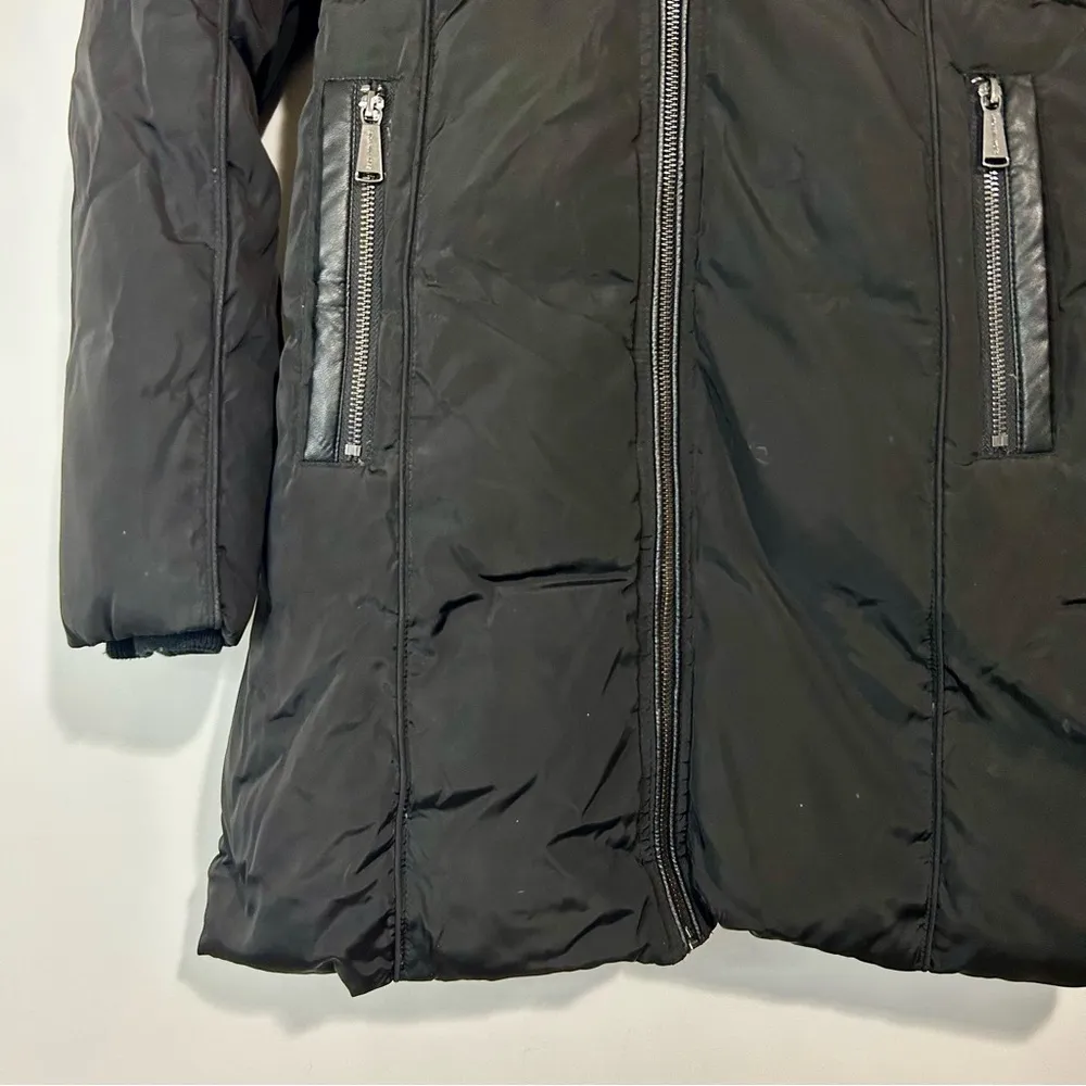 Michael Kors Women’s Faux Fur Trim Double Puffer Jacket Black Size XS FLAW - Image 3