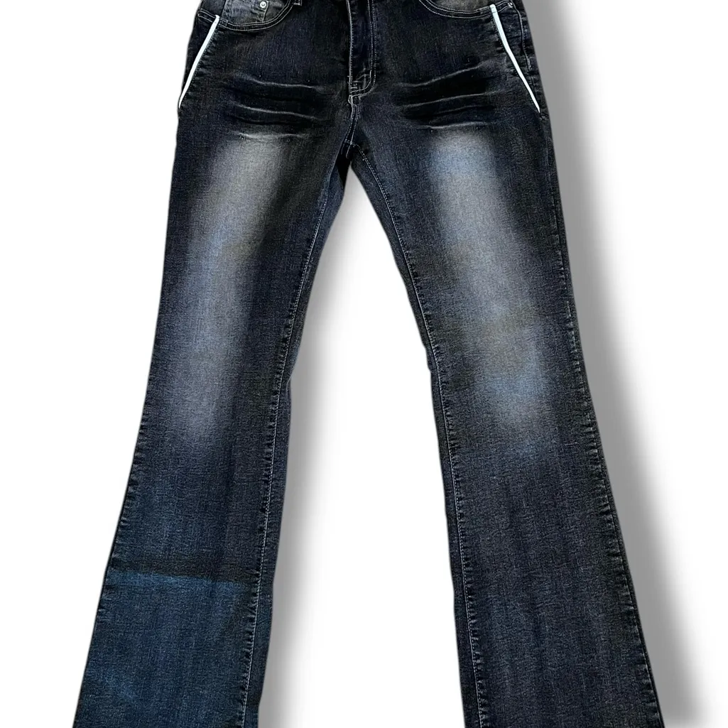 American Flag Patriotic Bootcut Jeans Women Sz M (27X30) W/ Stretch Black - Image 2