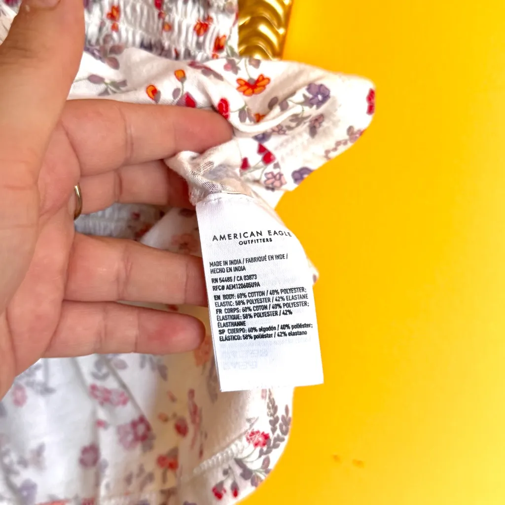 🎅 3/$15 SALE American Eagle Floral White Off The Shoulder Top M - Image 6