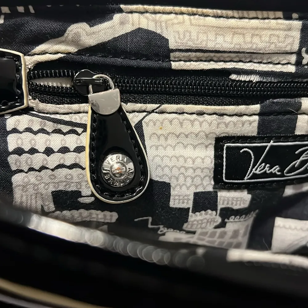 Vera Bradley Quilted Clutch Black Patent Leather Purse with Silver Tone Accents - Image 8