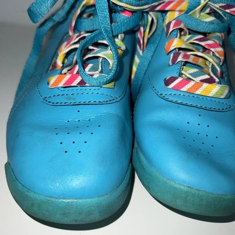 Reebok Freestyle 30Th Anniversary Hi Top Shoes Size 7.5 Retro Turquoise Blue - Image 3