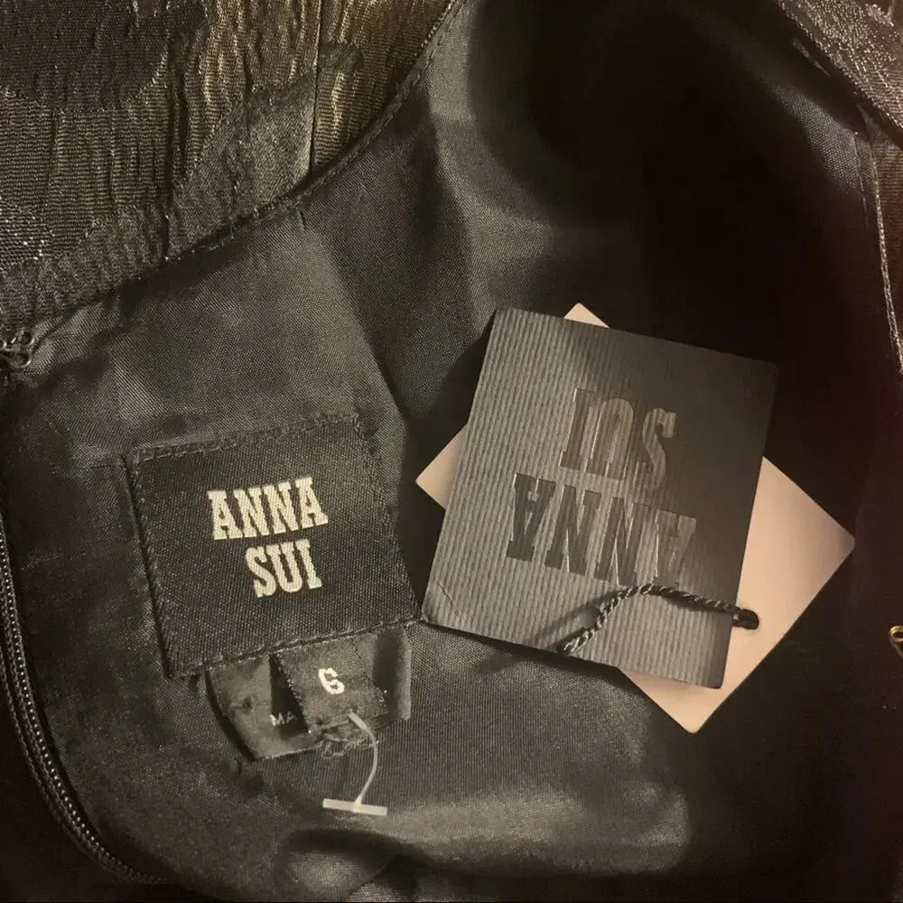 NWT Anna Sui metallic camo print dress Sz 6 silver black bronze - Image 3