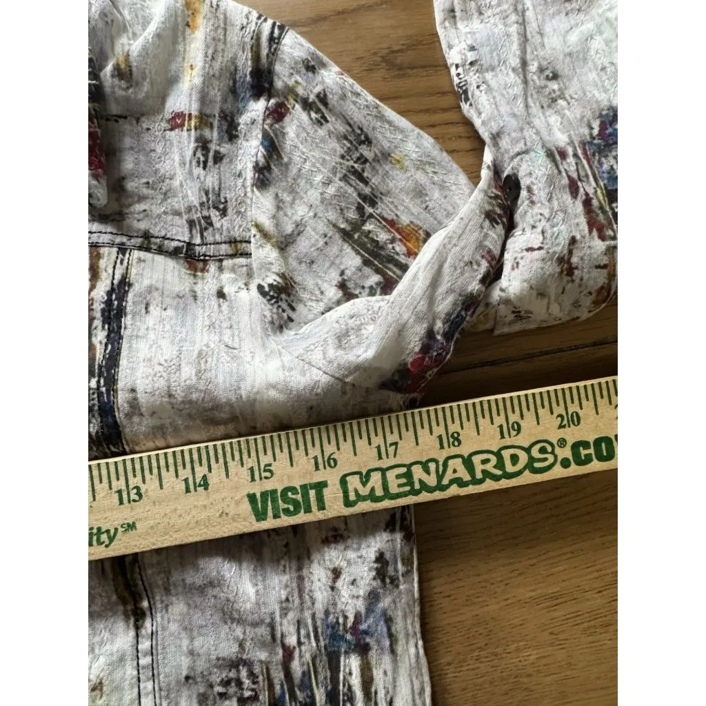 Parsley & Sage Women‎ Size Small Button Down Long Sleeve Shirt Cotton Artsy City - Image 5