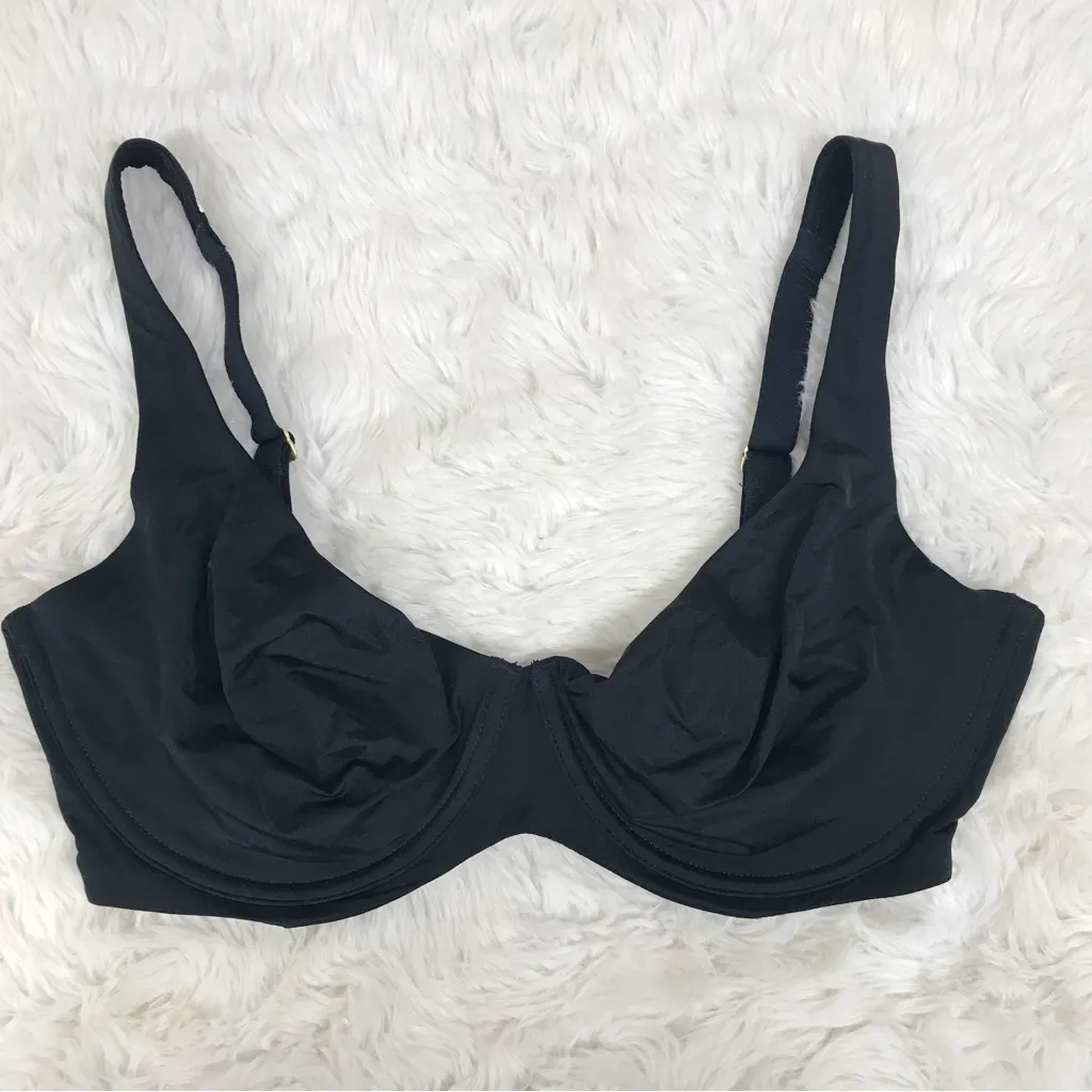 New CUUP The Scoop Microfiber Bra Size 34E 34DD Black Underwire Unlined - Image 2