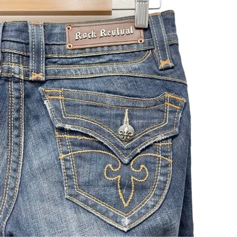 Rock Revival Jeans Chrissie Bootcut FDL Back Flap Pocket Dark Wash Denim Size 29 - Image 9