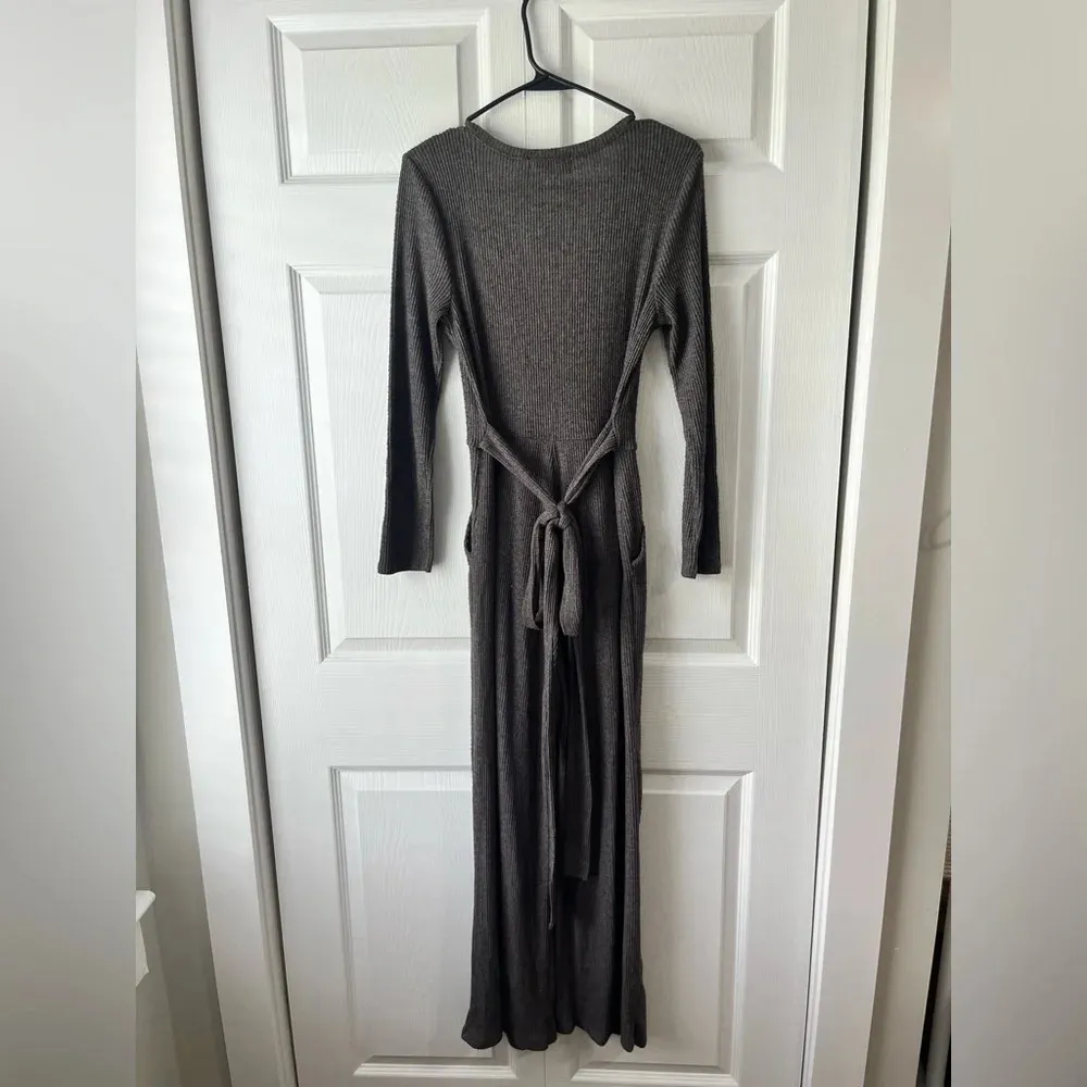 Urban Outfitters Cozy Ribbed Knit Wrap Jumpsuit Size Med - Image 6